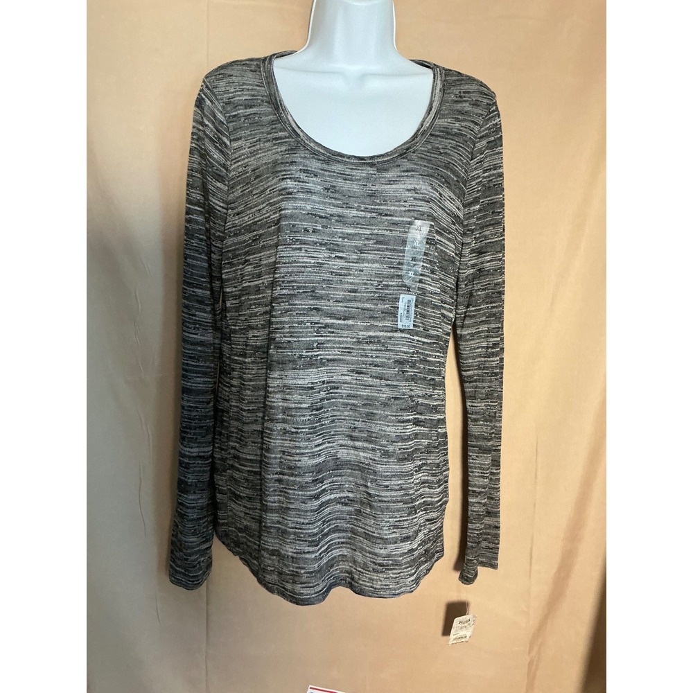 Mudd Scoop Neck Top Womens XL Gray New Space Dye Long Sleeve JM53K022RS2